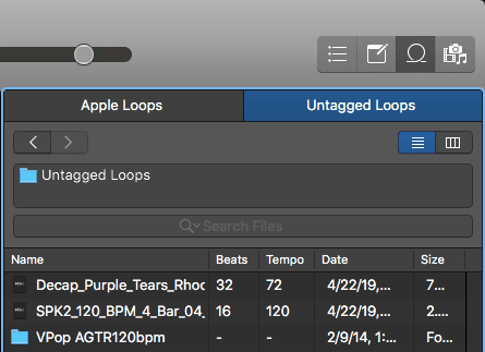 Logic Pro X Apple Untagged Loops tutorial Window files